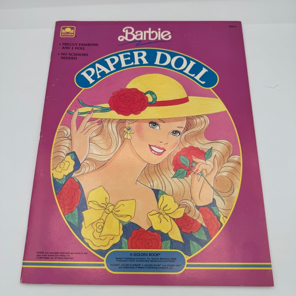 Vintage 1990 Barbie Paper Doll Golden Book Precut Fashions 1523-2 Unused